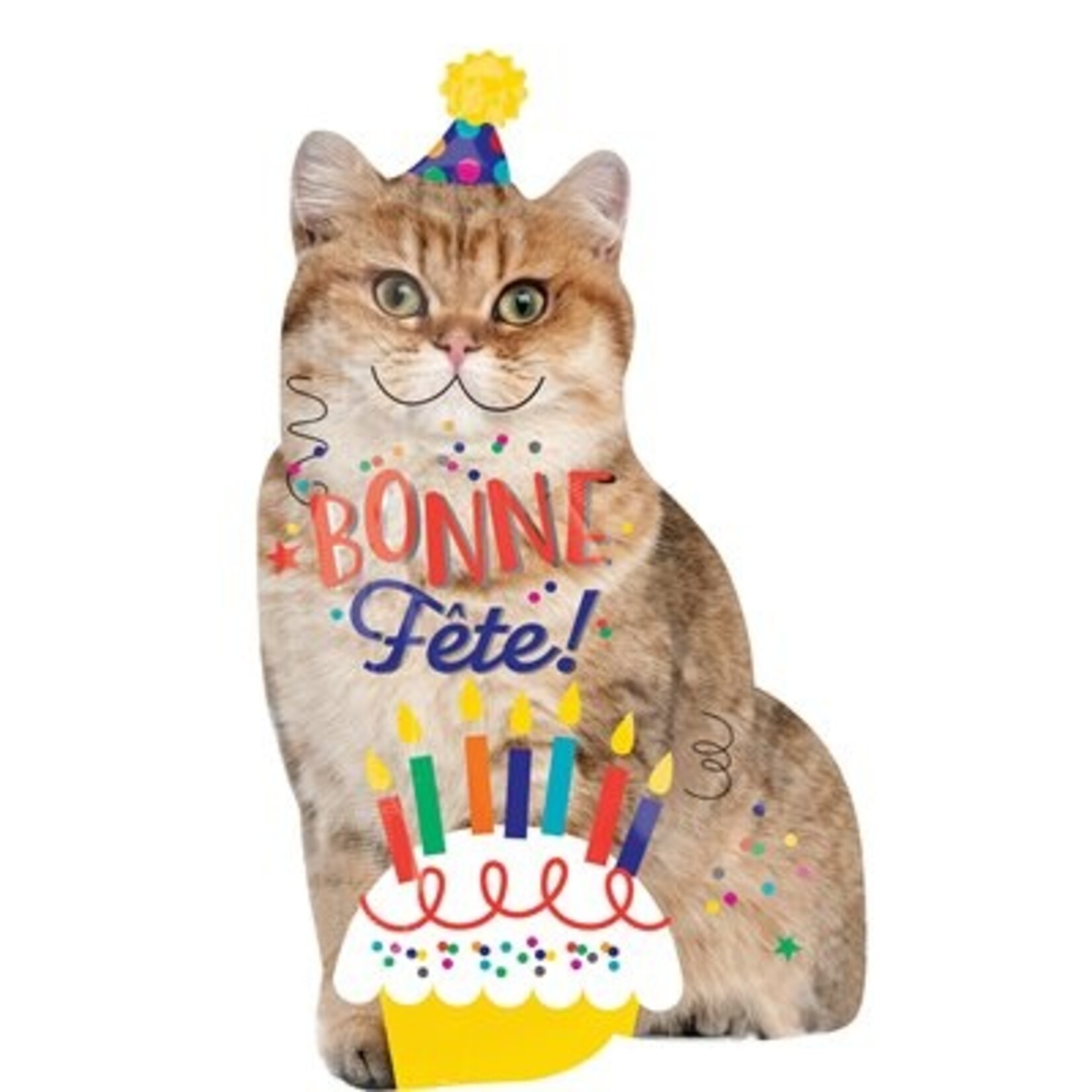 Bonne Fête Cat Decorative Balloon 18''x 33''