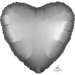 Silver Satin Heart Decorative Balloon 18''