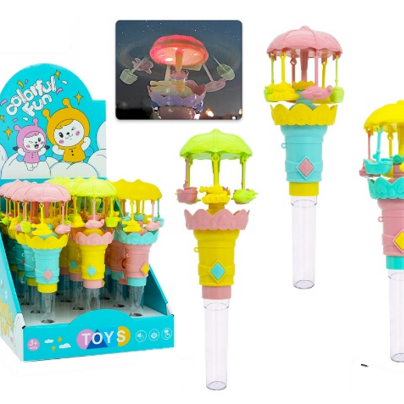 Letime Candy Toy Light up Merry-Go-Round with Hard Candy 4g