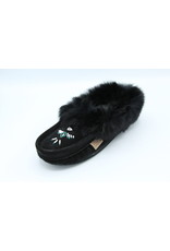 Black Suede Fur Slipper Moccasin - 653L