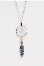 Dream Catcher and Feather Necklace - DC4-P