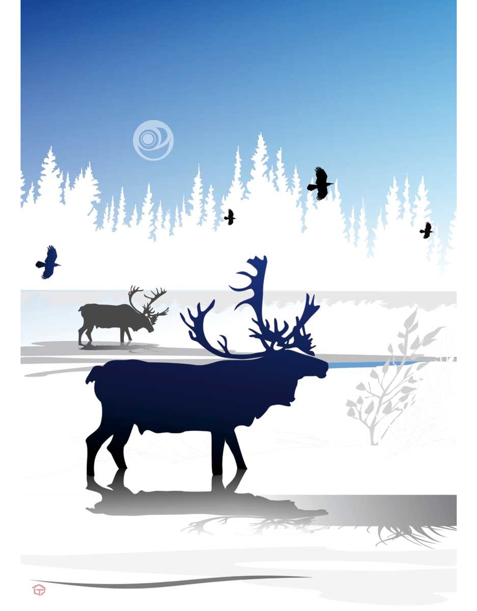 Caribou Winter by Mark Preston Card