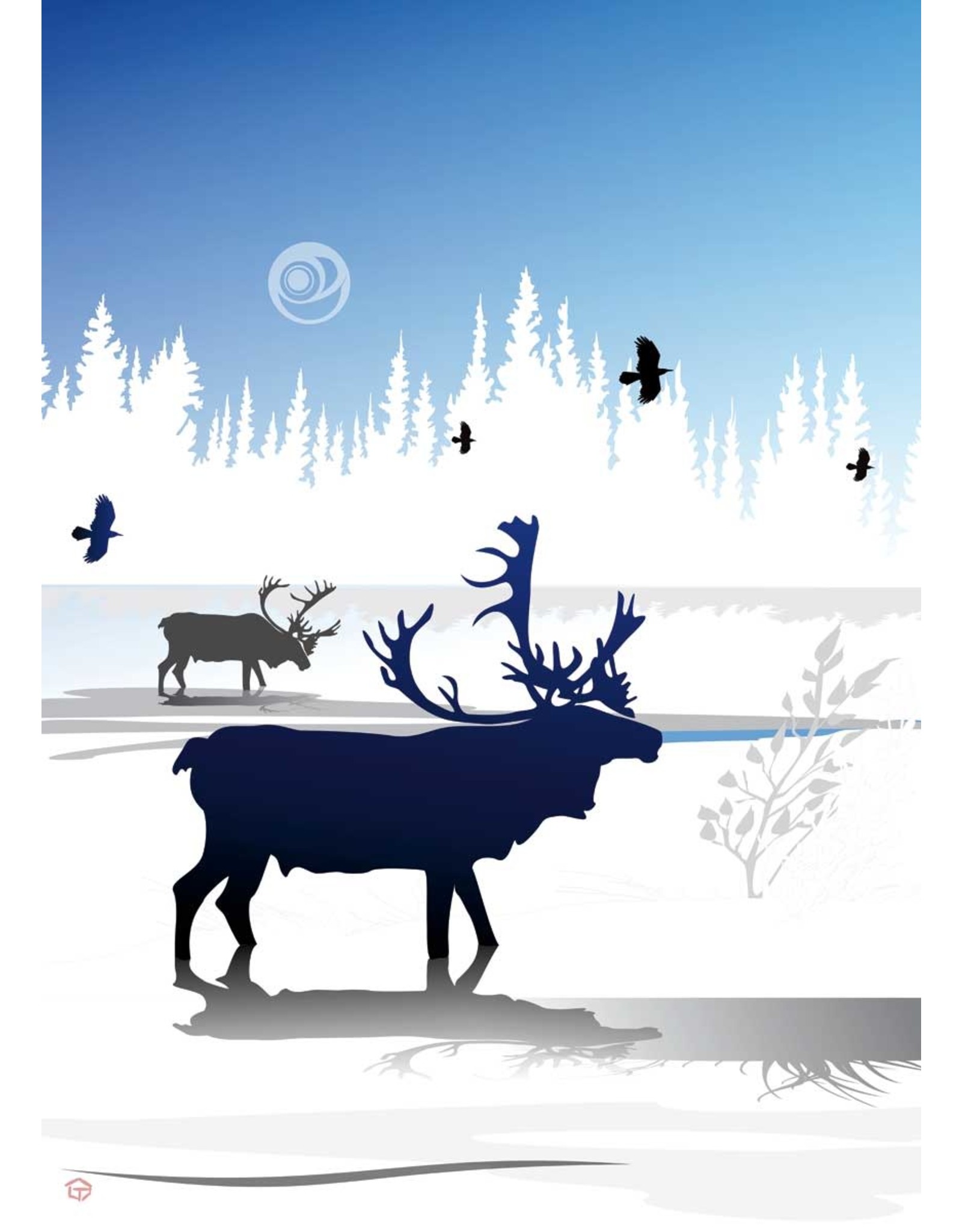 Caribou Winter par Mark Preston Carte