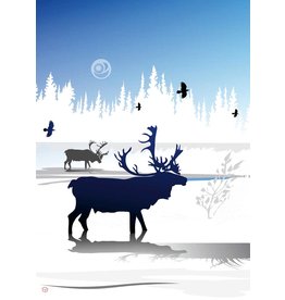 Caribou Winter by Mark Preston Card