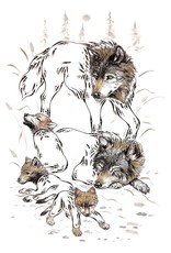 Wolf Family par Ernest Cobiness Carte