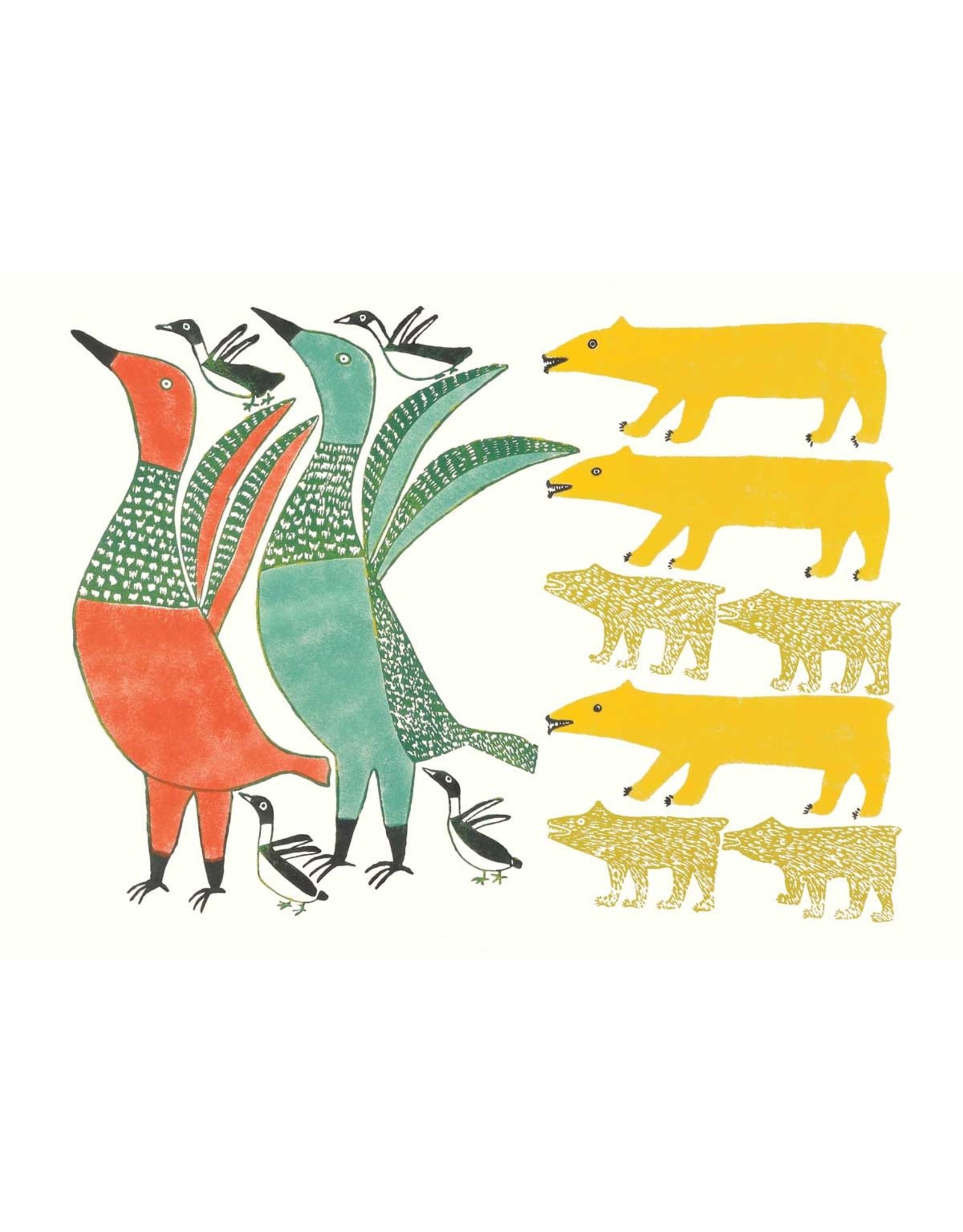 Birds Frightened by Bear par Anna Kingwatsiak Carte