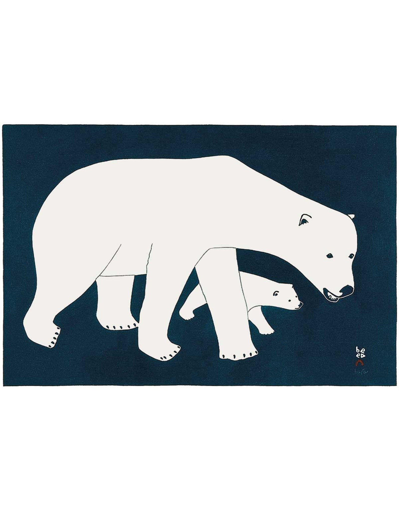 Bears on Blue by Kananginak Pootoogok Framed