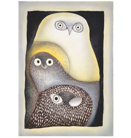 Owls in Moonlight par Ningeokuluk Teevee  Encadrée