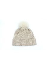Wool Knit Hat with Fox Pom Pom