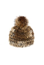 Rabbit Fur Hat Fox Pom-Pom
