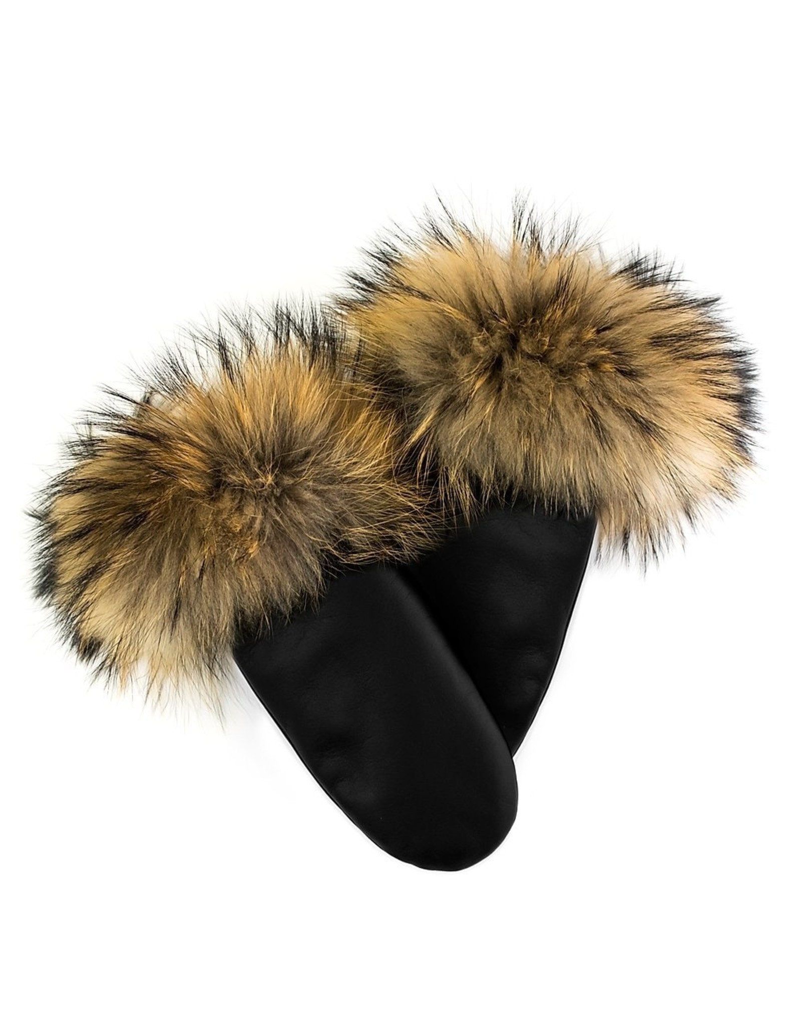 Raccoon Fur Leather Mitts