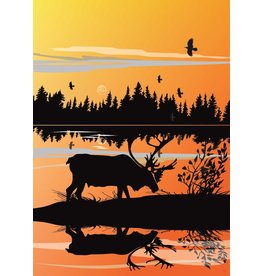 Caribou Sunset by Mark Preston Card