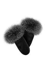 Leather Mitts with Fox Fur