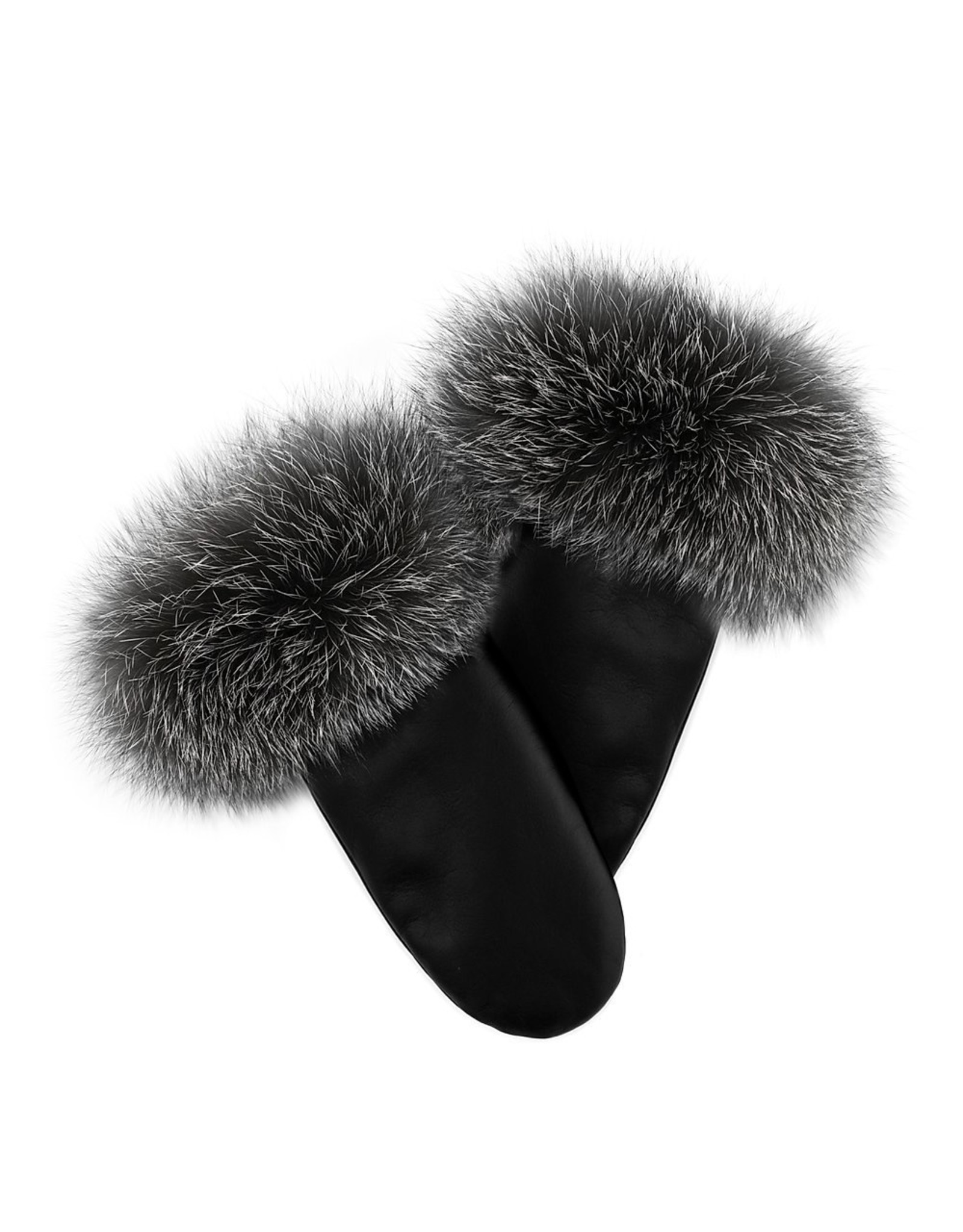 Leather Mitts with Fox Fur