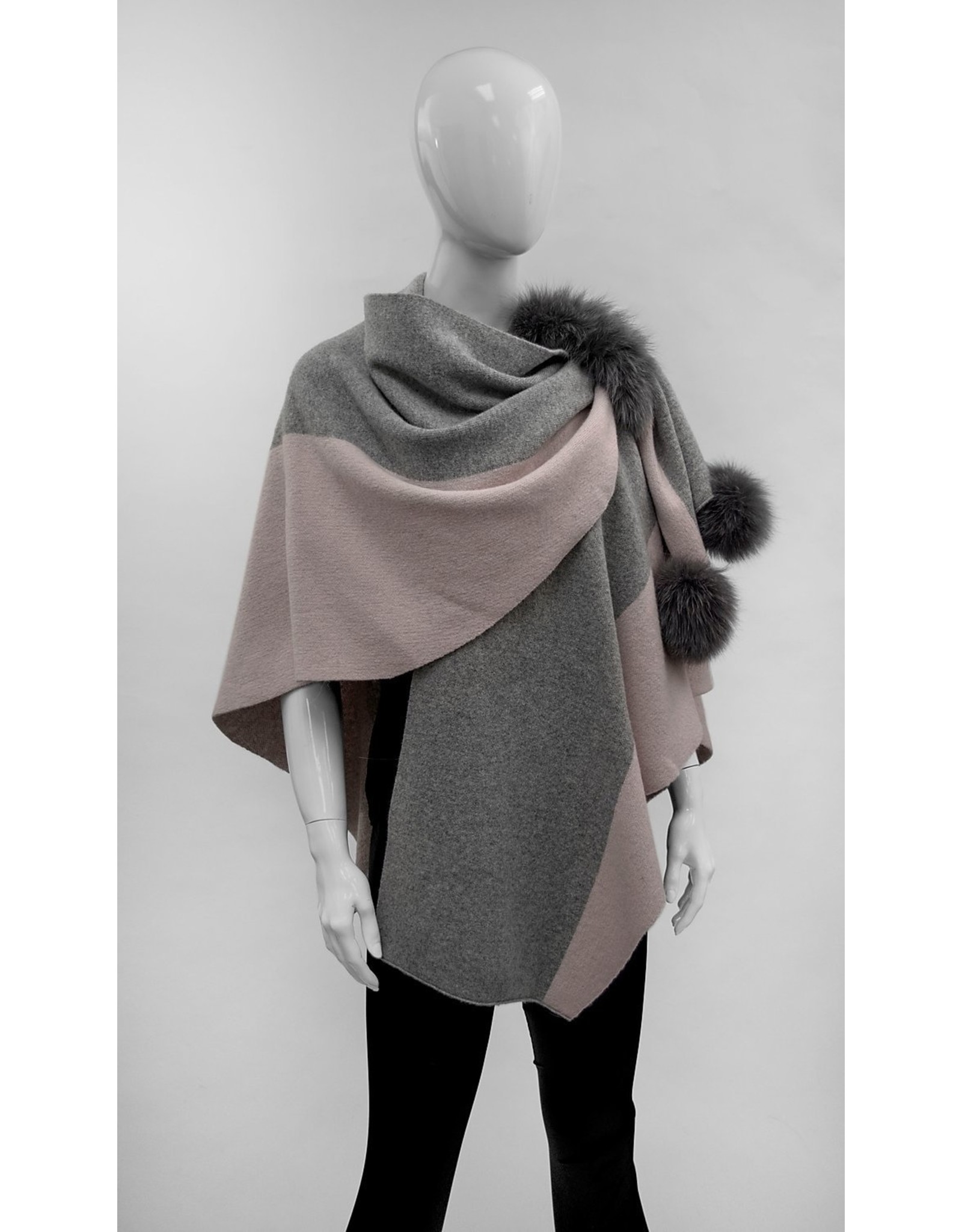 Wool Wrap with Fur
