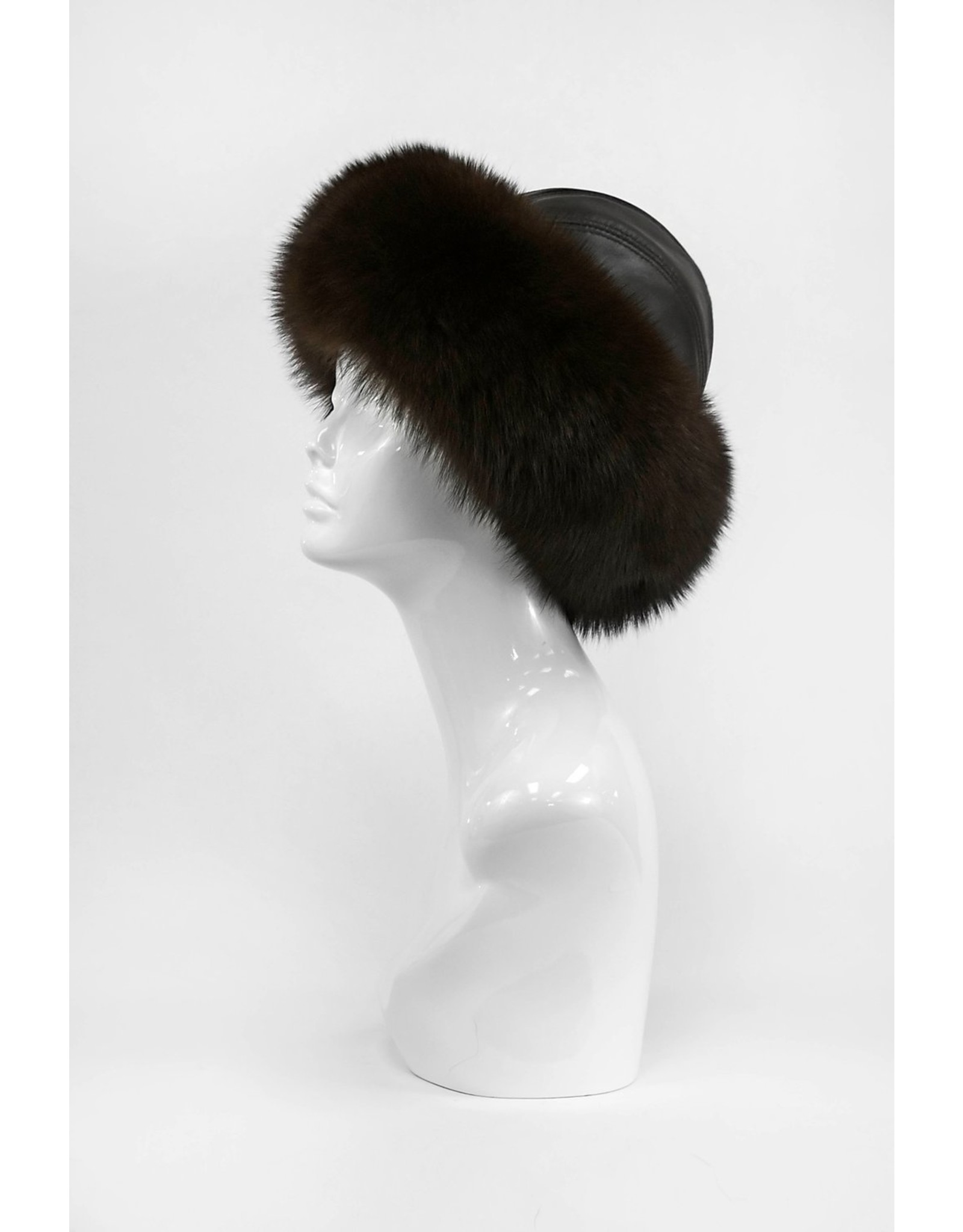 Leather Hat with Fox Trim