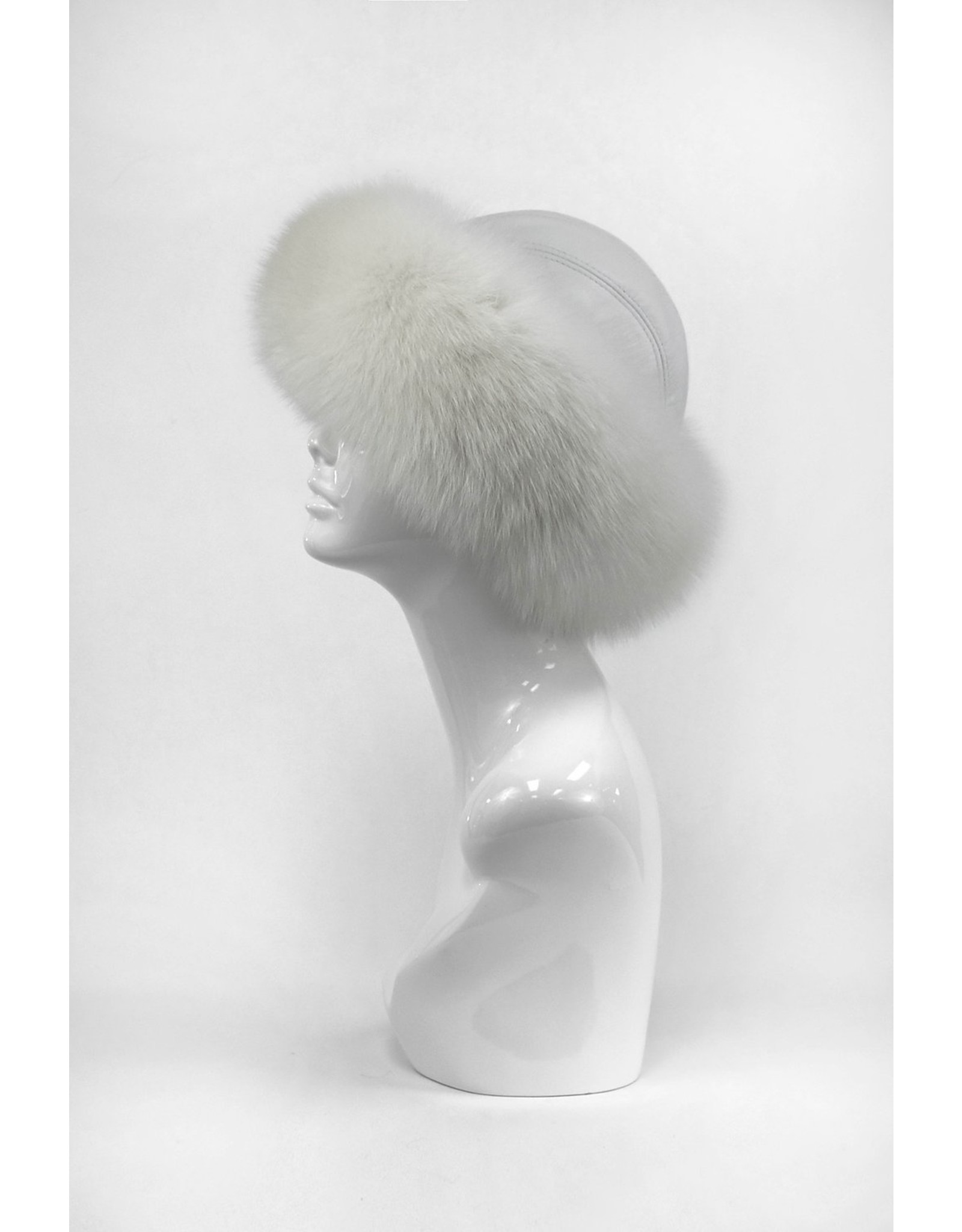 Leather Hat with Fox Trim