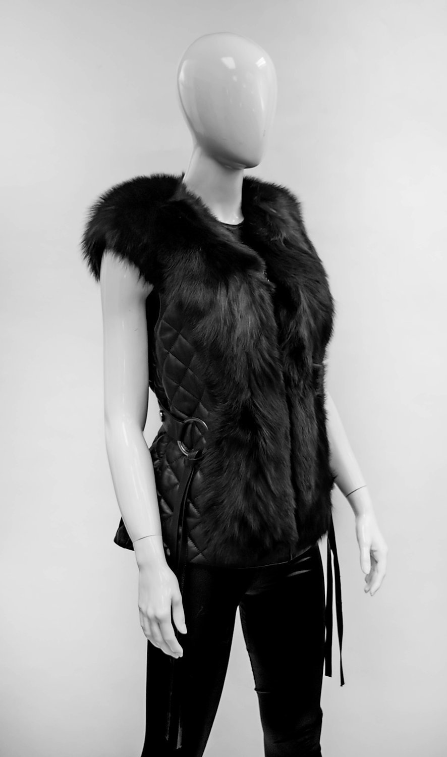 Leather vest with fur online
