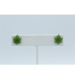 Boucle D'oreille en Jade (Feuille d'Érable)