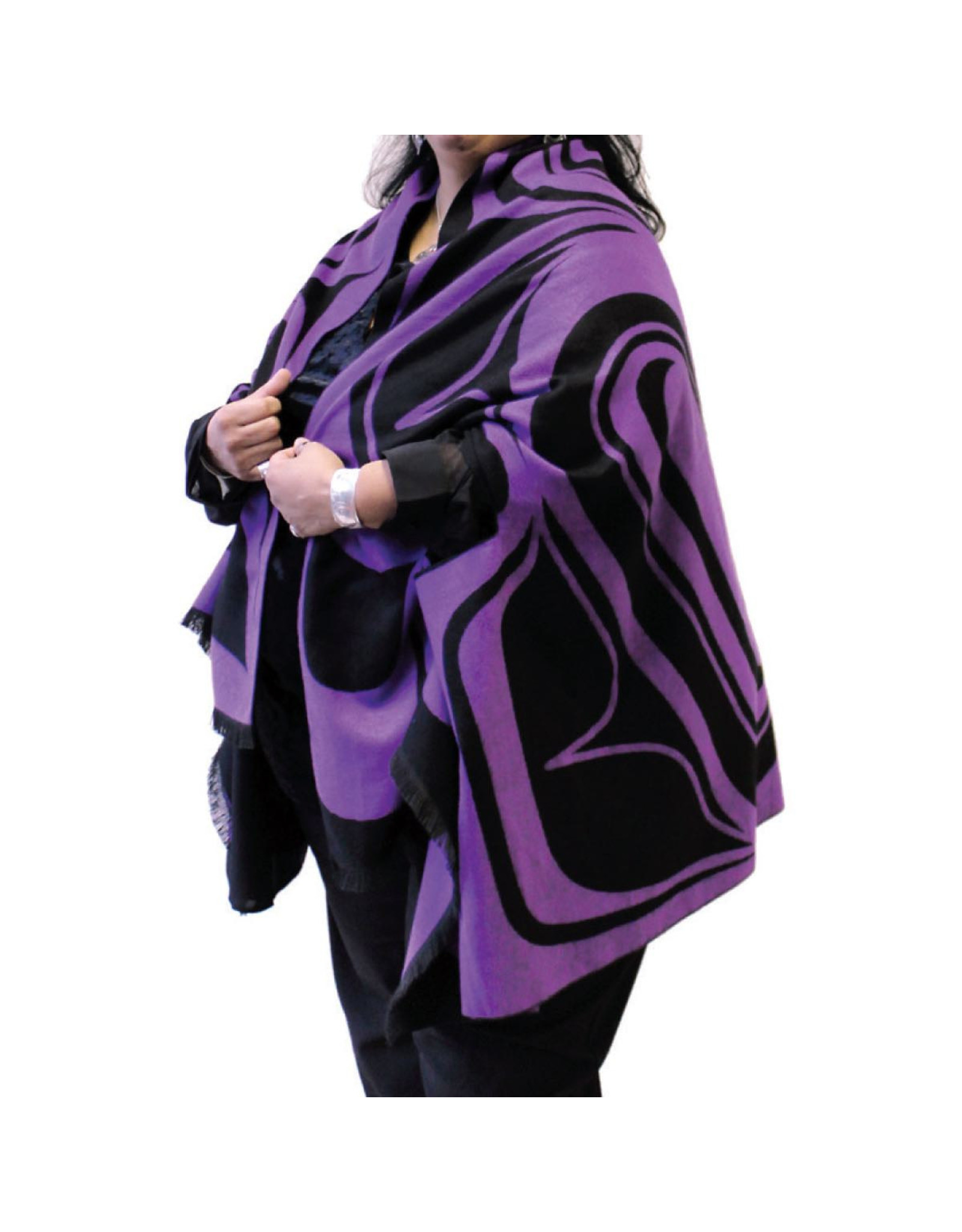 Reversible Fashion Cape - Eagle by Roger Smith (Black & Purple)