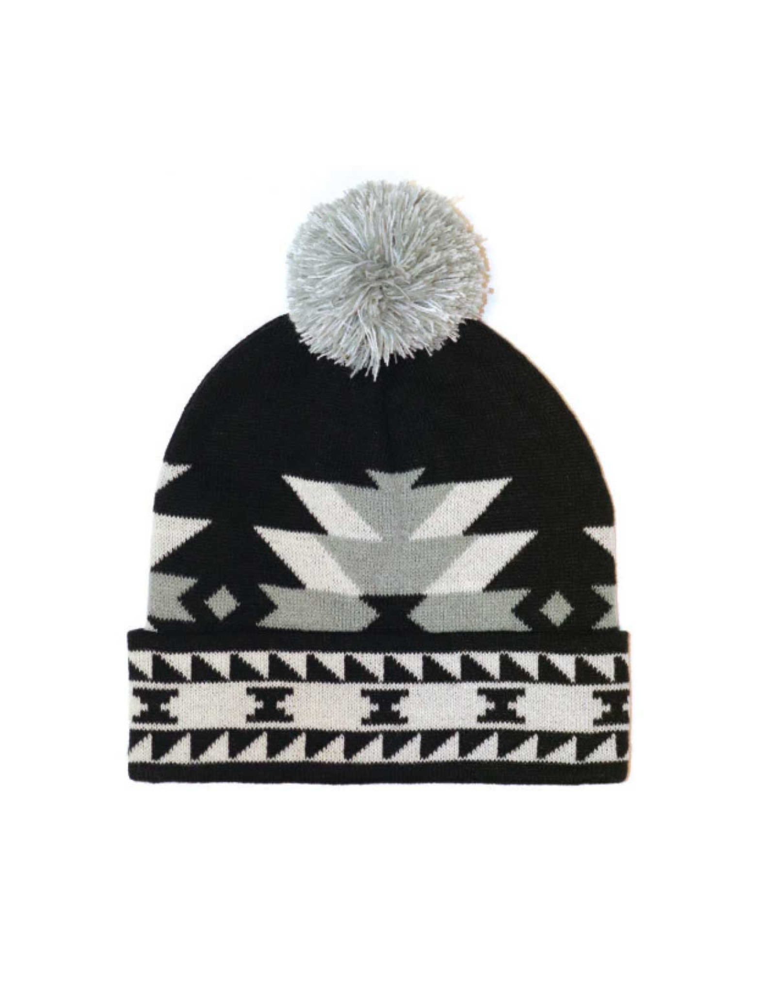 Knitted Tuque with Pom Pom - Salish Weaving Collection - Visions of Our Ancestors by Leila Stogan (TQSSV)