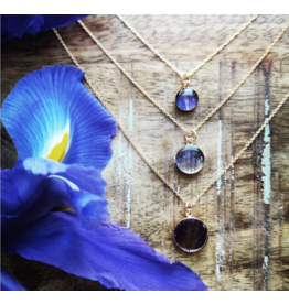Quebec Blue Flag Iris Gold Necklace 10mm