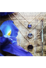 Quebec Blue Flag Iris Gold Necklace 12mm - QC0112G