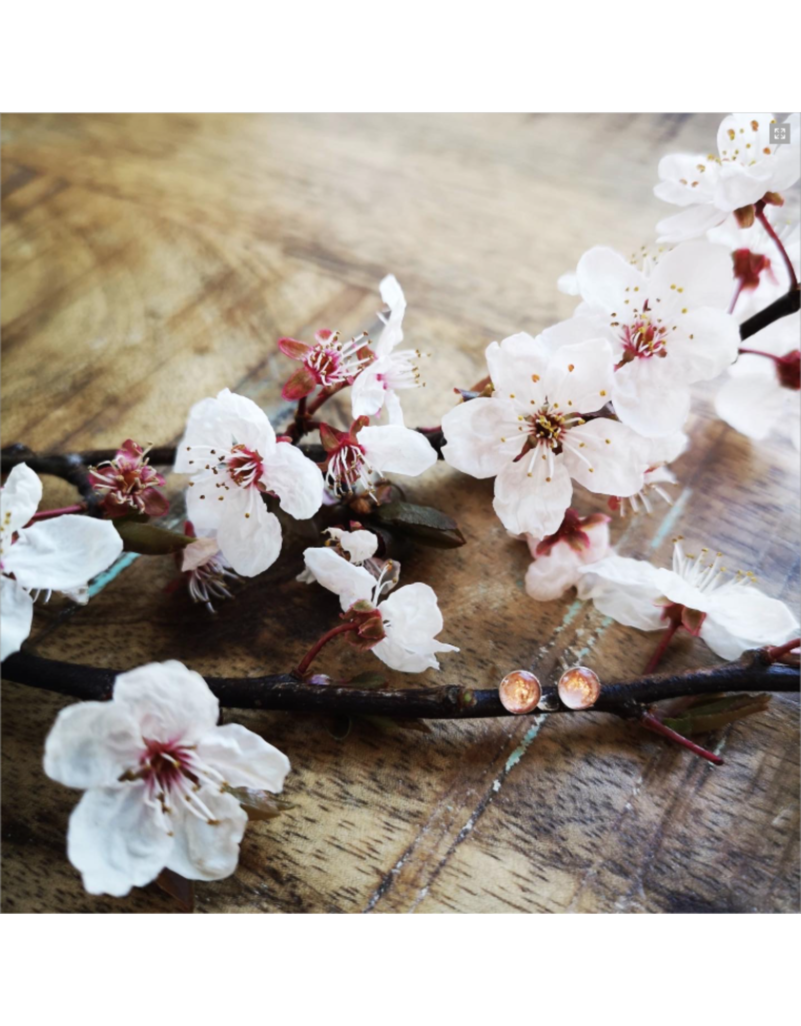 Boucles d'Oreilles Plaqué Or 4mm Fleur de Cerisier de B.C - VCB0504G