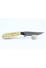 Fossilized Mammoth Ivory Knife with Damascus Blade - #40