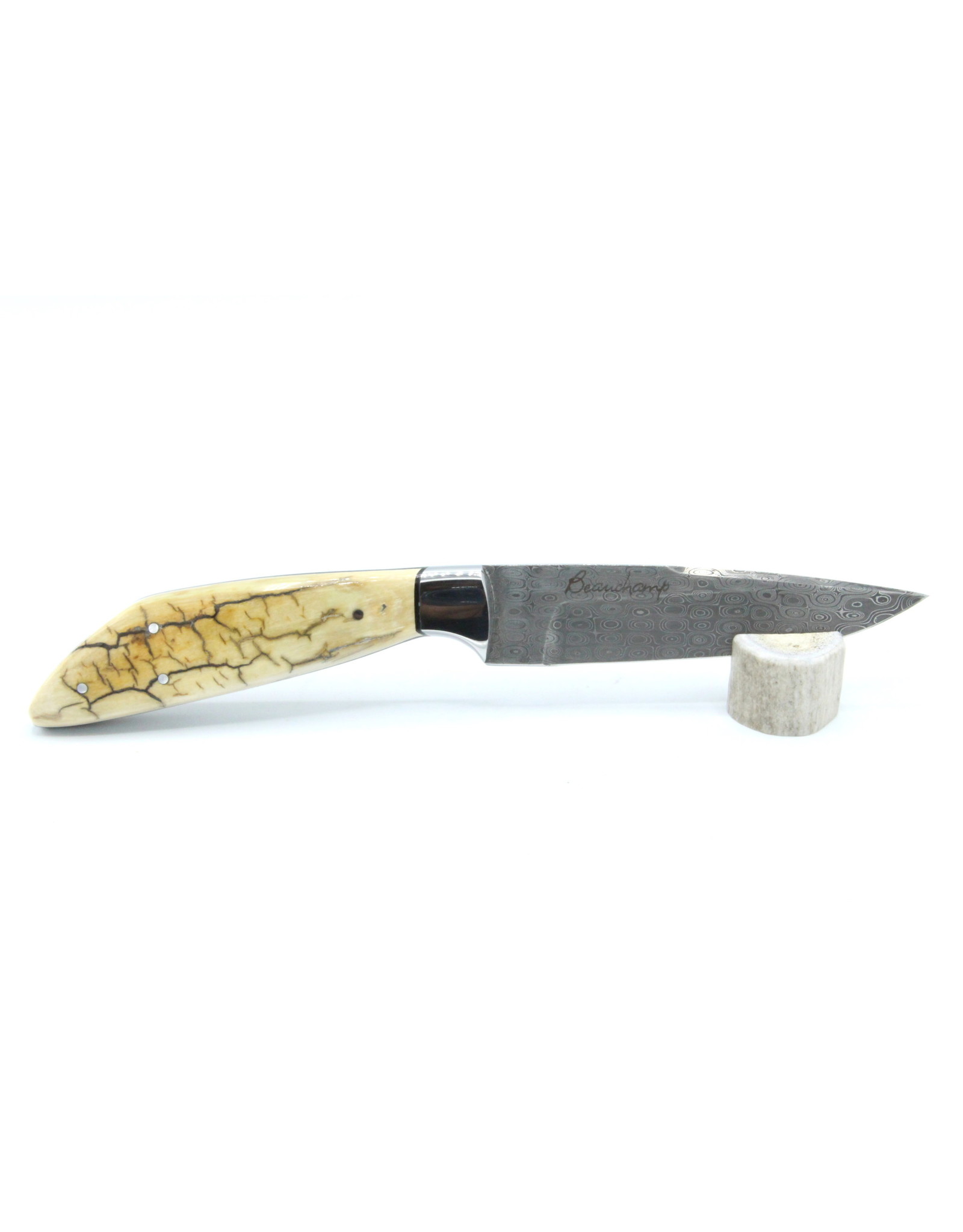 Fossilized Mammoth Ivory Knife with Damascus Blade - #42