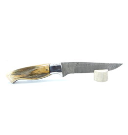 Fossilized Mammoth Ivory Knife with Damascus Blade