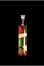 Petit Pendentif Rectangulaire en Ivoire de Mammouth et Ammolite - DR1