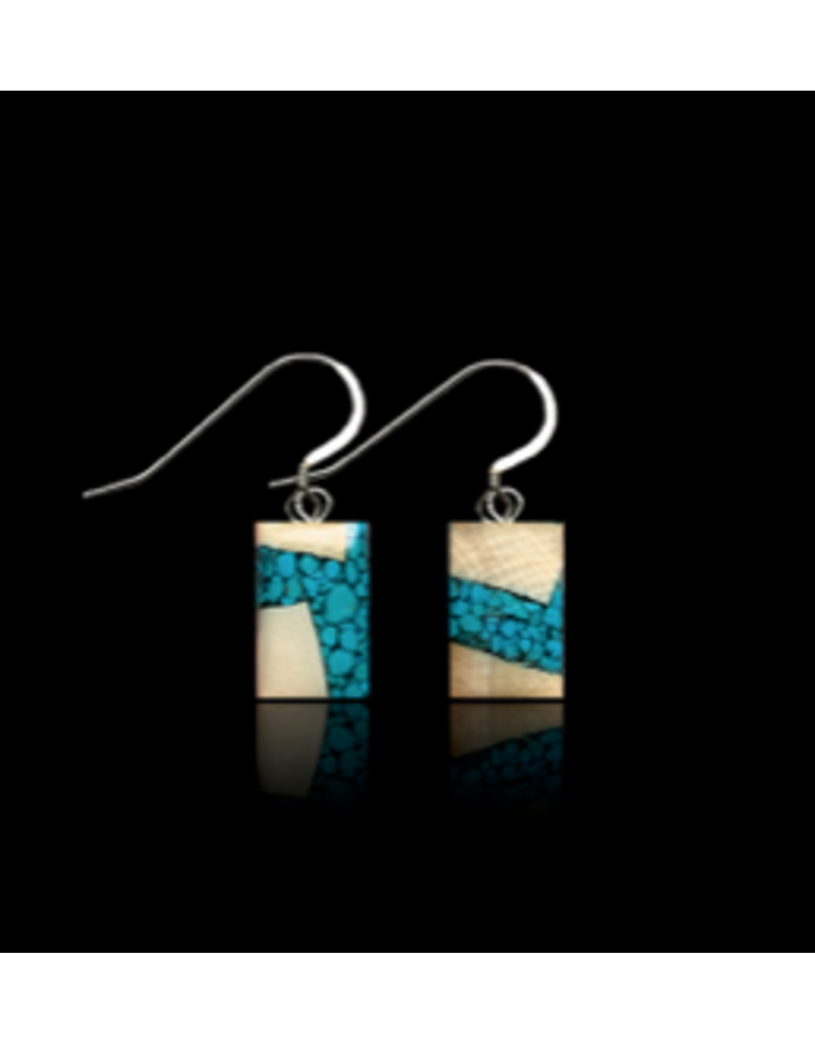 Dima Rectangle Earrings Mammoth Ivory & Turquoise - DRT3