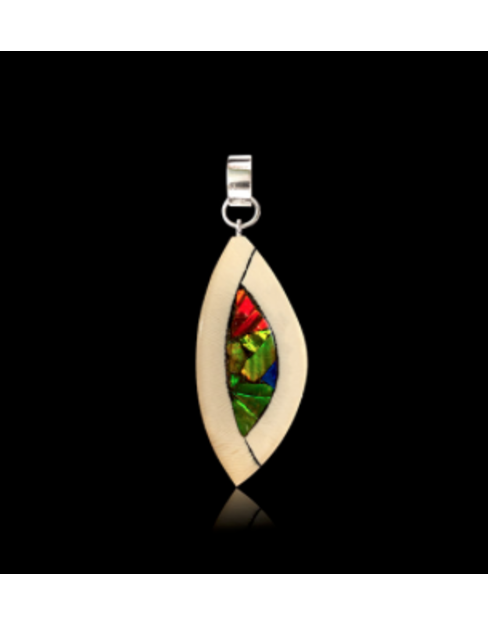 Yuka Small Pendant Mammoth Ivory & Ammolite - YS