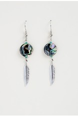Paua Shell and Feather Earrings - ME1406