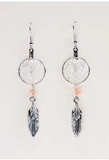Dream Catcher Earrings with Feather Charm - DC4