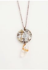 Birch Bark Necklace with Quartz - BB5-P