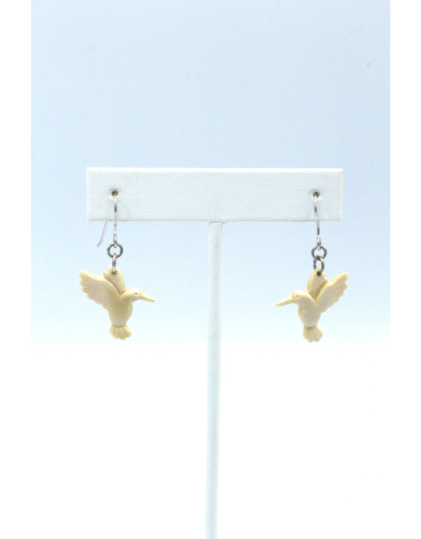Boucles d'oreilles en Ivoire de mammouth fossilisé colibri - MDS67