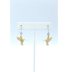 Fossilized Mammoth Ivory Hummingbird Earrings