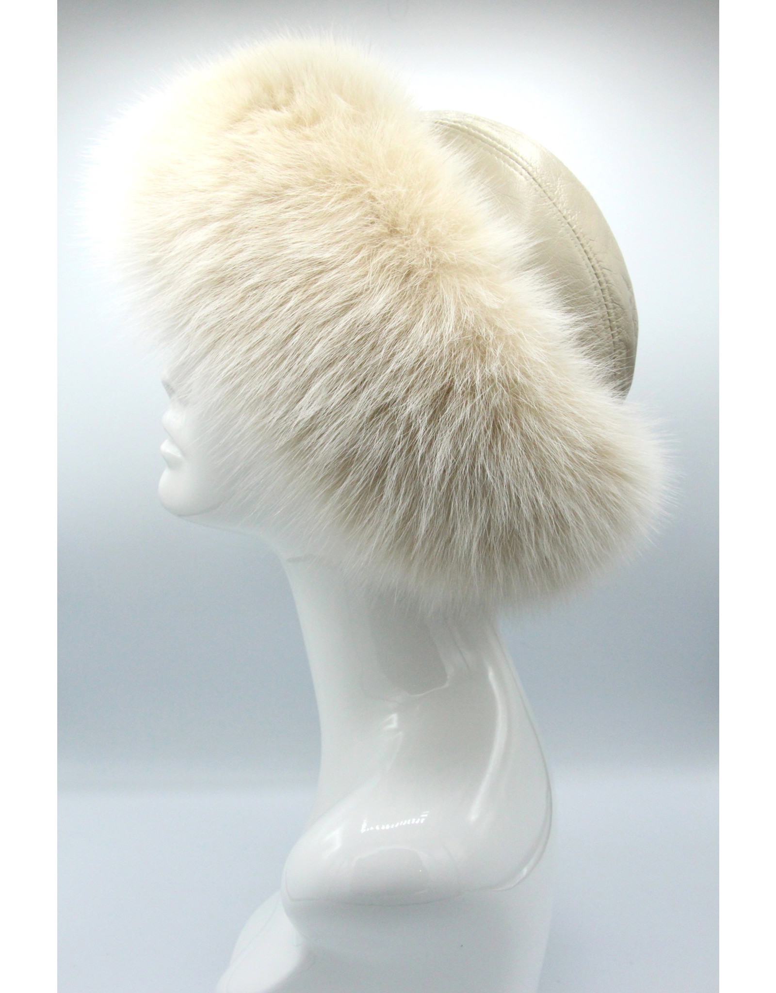 Leather Hat with Fox Trim