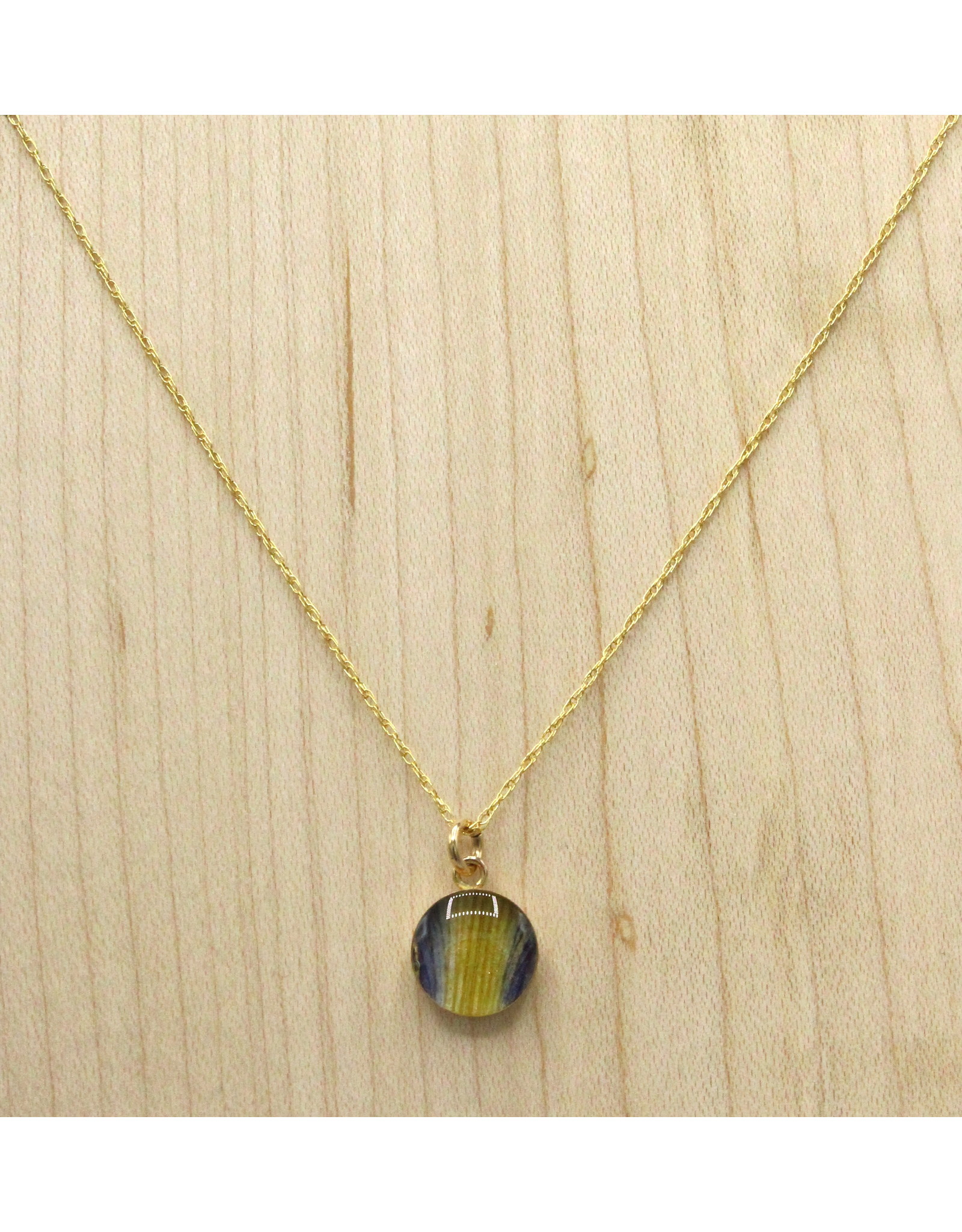 Quebec Blue Flag Iris Gold Necklace 10mm - QC0110G