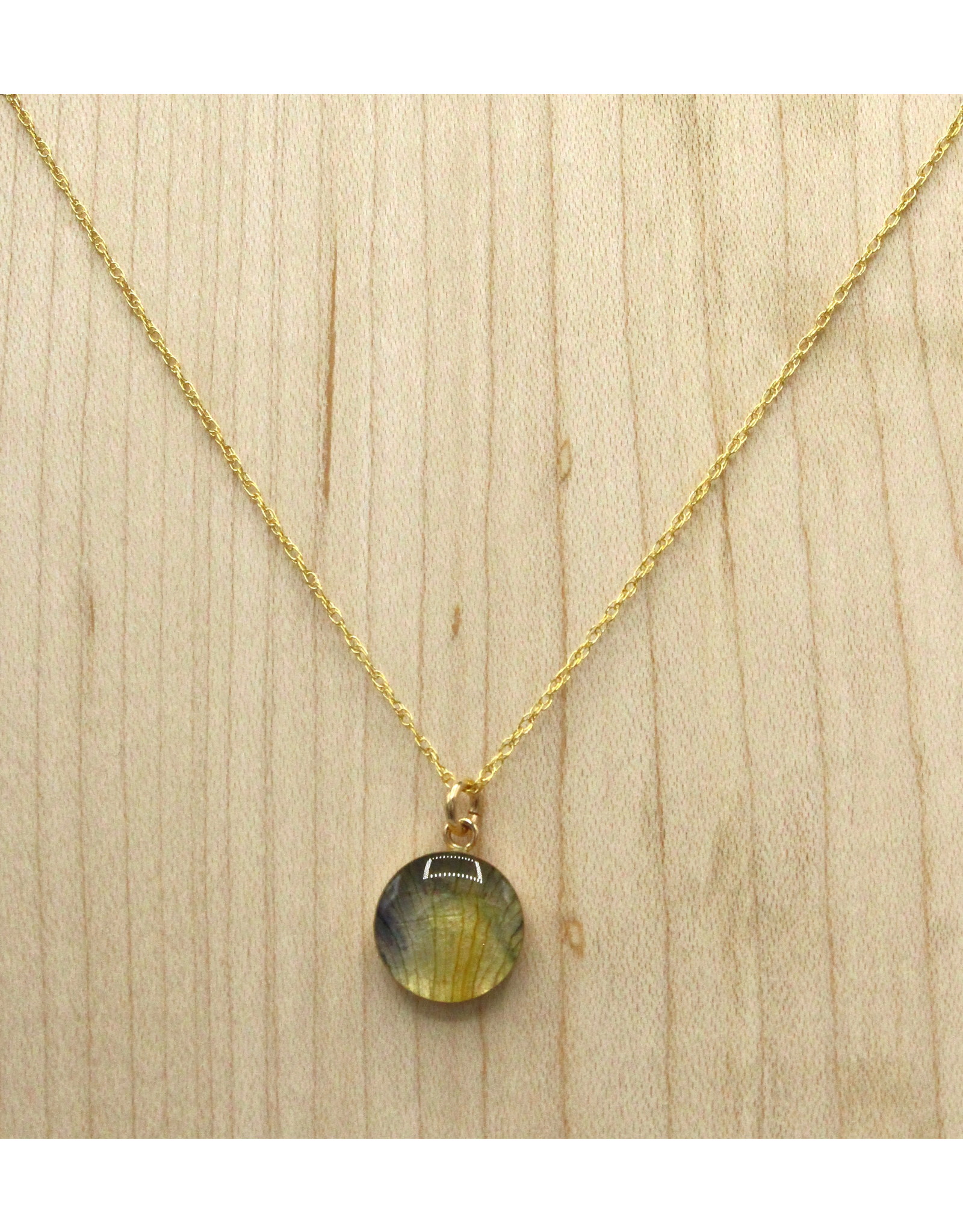 Quebec Blue Flag Iris Gold Necklace 12mm - QC0112G