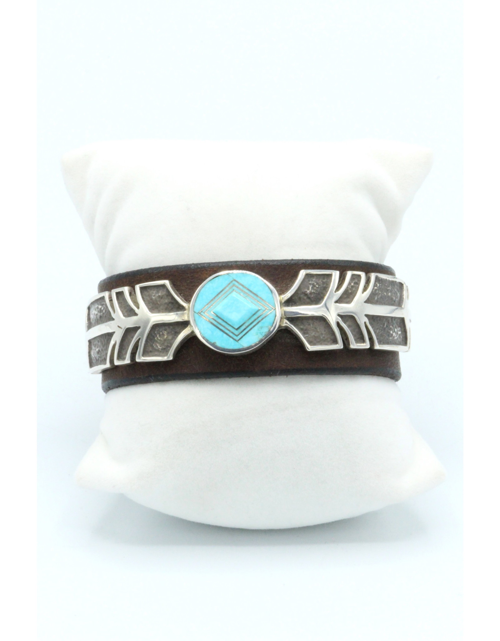 Leather and Turquoise Cuff - BR719