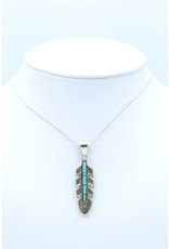 Large Feather Turquoise Pendant - P3018