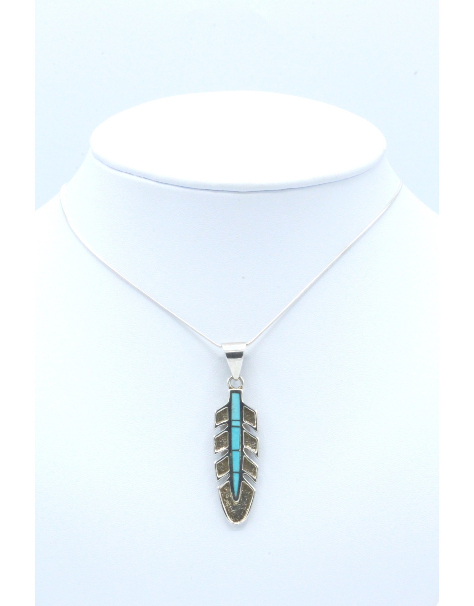 Large Feather Turquoise Pendant - P3018