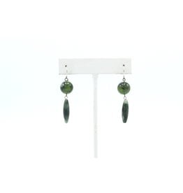 Boucles d’Oreilles Serpentine et Agate Mousse