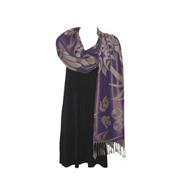 Sacred Shawl Purple 'Blossoms & Hummingbird'