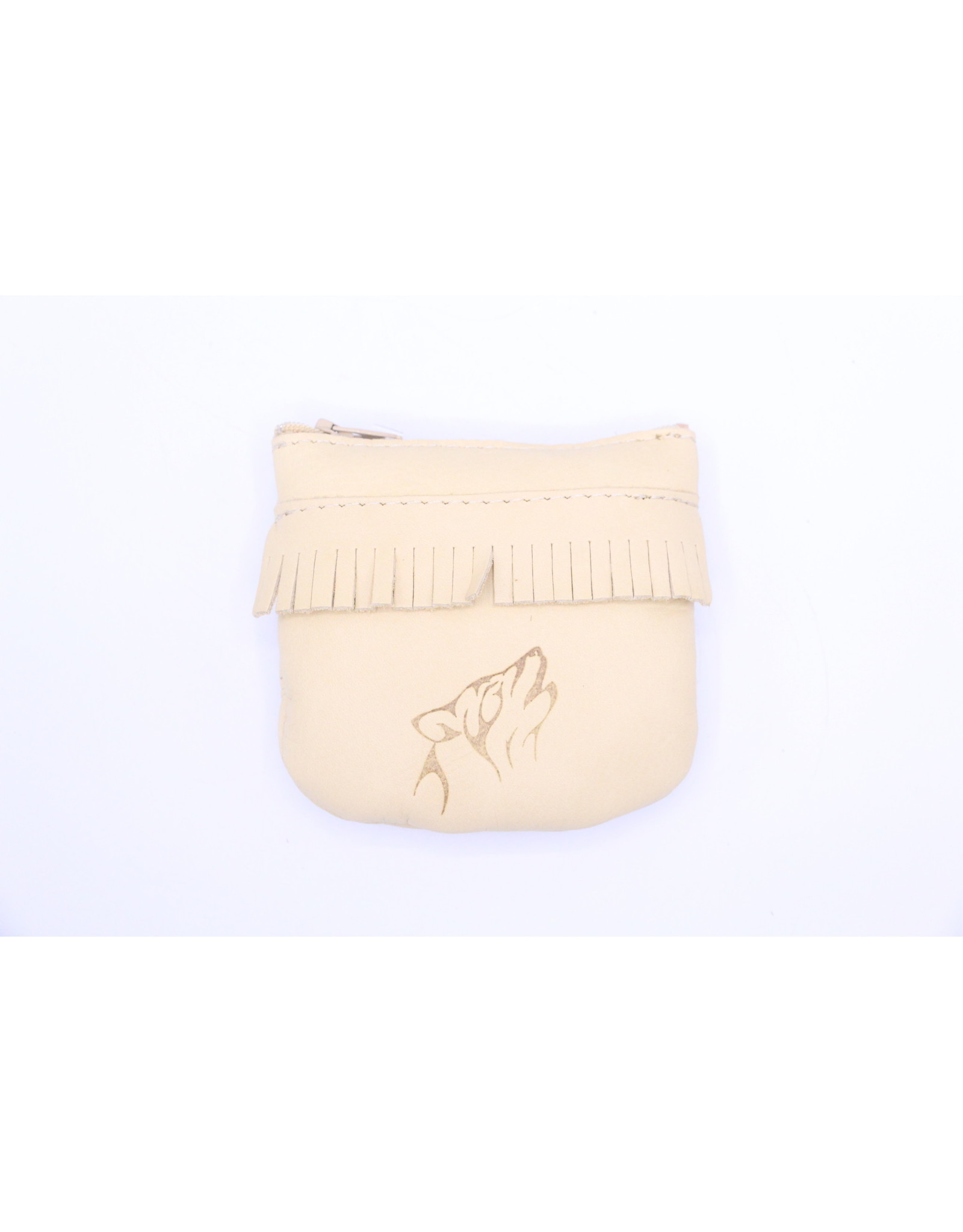 Small Leather Coin Purse 202 Cream - Wolf