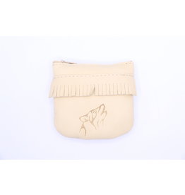 Small Leather Coin Purse Cream - Wolf