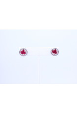 12mm Stud Maple Leaf Earrings White - J12SMLW1